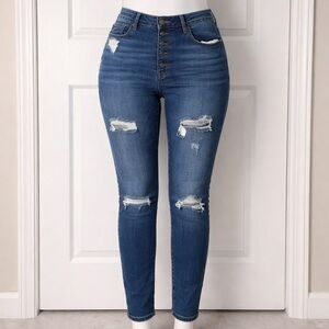 Judy Blue Women jeans, size 22W skinny fit Distressed high waisted button